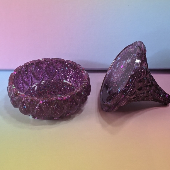 Purple Glitter Resin Trinket/Jewerly Box - Picture 4 of 9